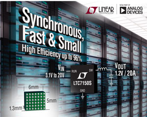 ADI, 20V, 20A 모놀리식 동기식 벅 컨버터 LTC7150S 출시